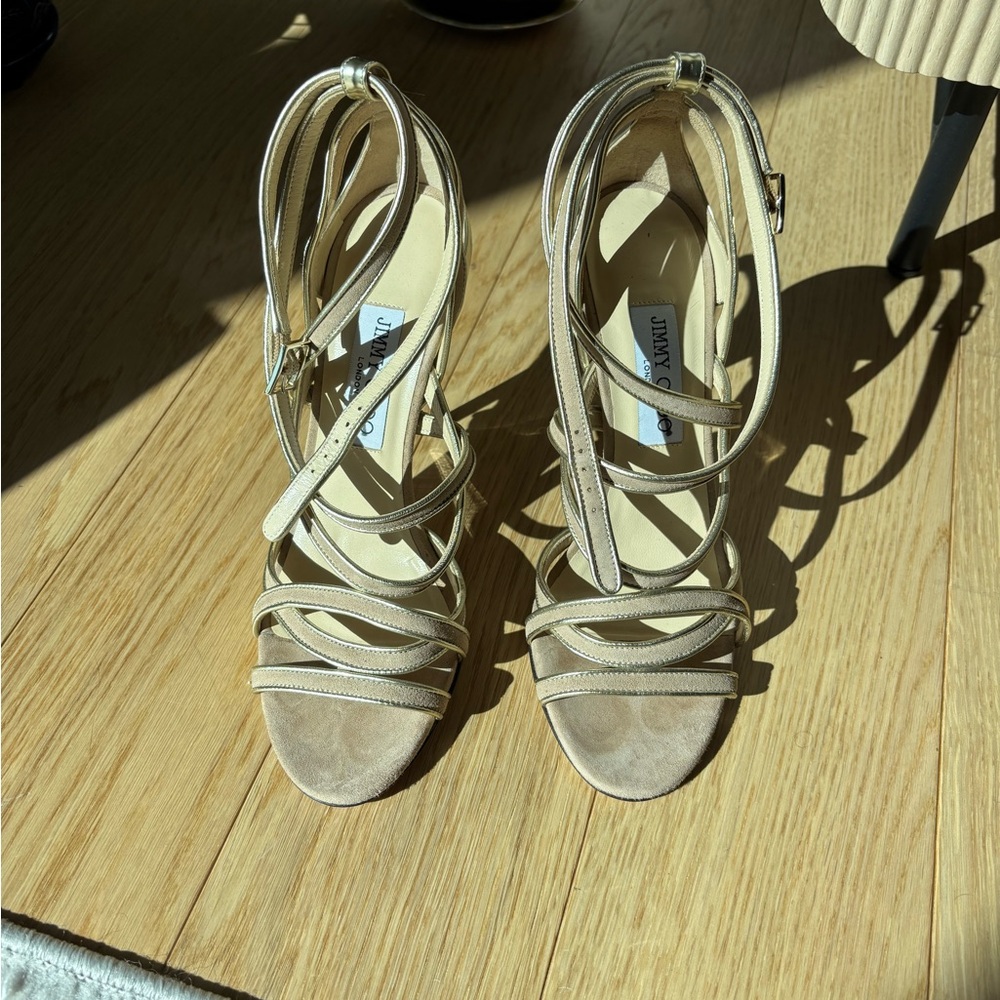 Jimmy Choo Suede & Metallic Strappy Heels